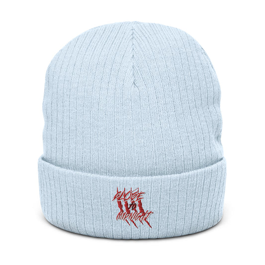 Close To Midnight | Ribbed Knit Beanie | Sky Blue